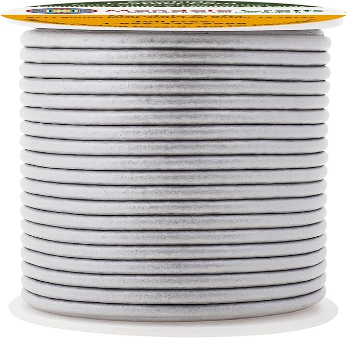 Mandala Crafts Round Genuine Silver Leather Cord - Image 2