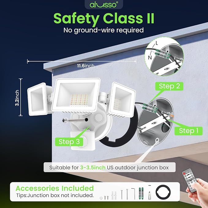 ALUSSO LED Security Lights Motion Sensor, 120V 36W 3000LM Flood Lights Outdoor - Image 7