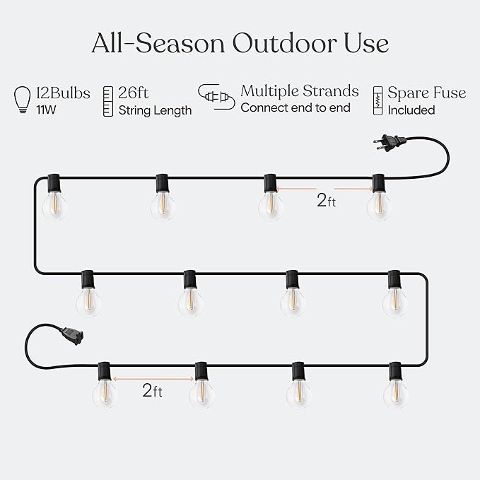 Brightech Ambience Pro LED String Lights - 26 Ft Patio Lights Outdoor - Image 5
