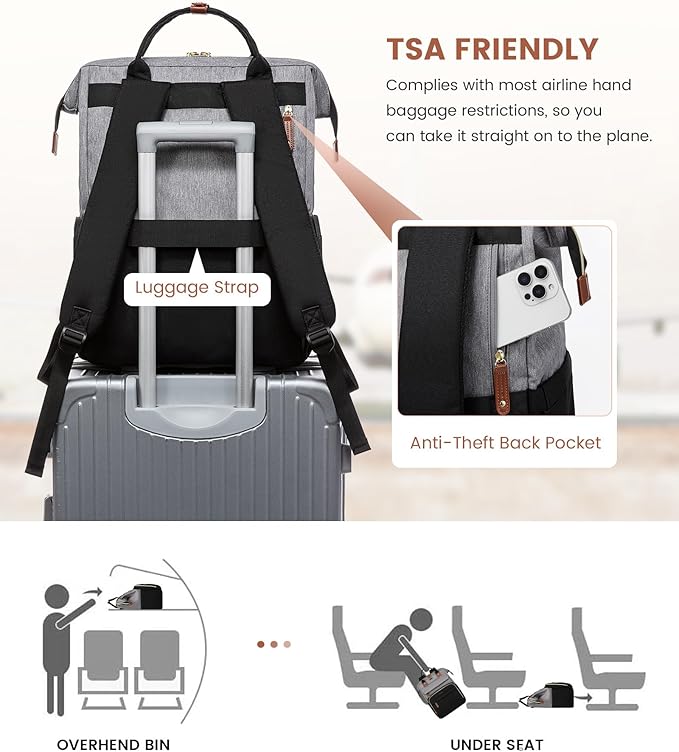 LOVEVOOK Laptop Backpack for Women, 15.6'' Waterproof Nurse Bag Teacher Work - Image 7