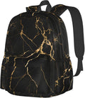 cfpolar 17 Inch Backpack Black & Gold Marble Art Laptop Bag Shoulder Bag School by homedecorations