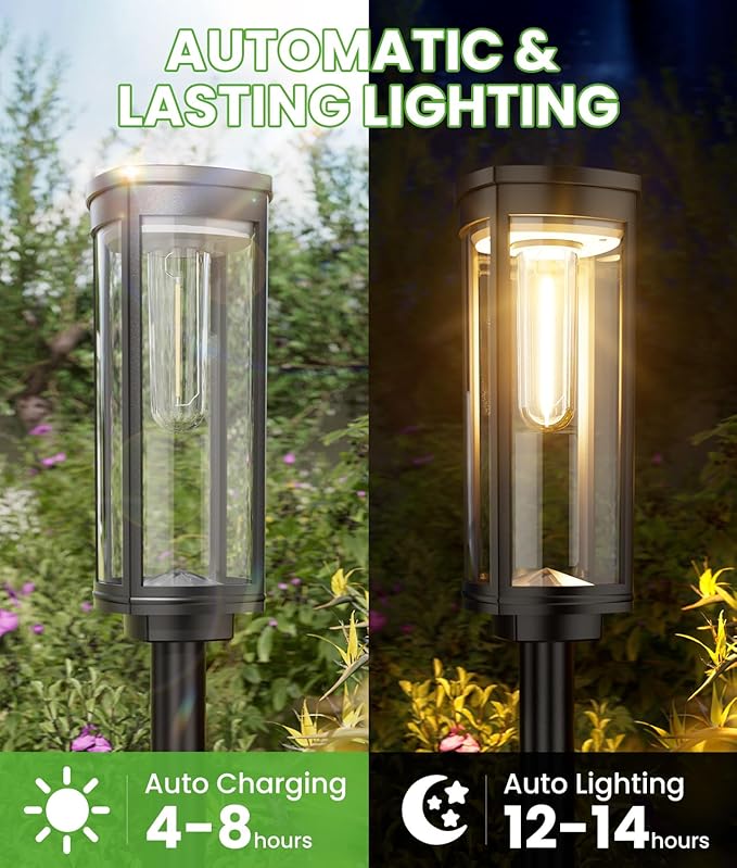 BITPOTT Bright Solar Lights Outdoor 6 Pack, Solar Pathway Lights Waterproof IP65 - Image 4