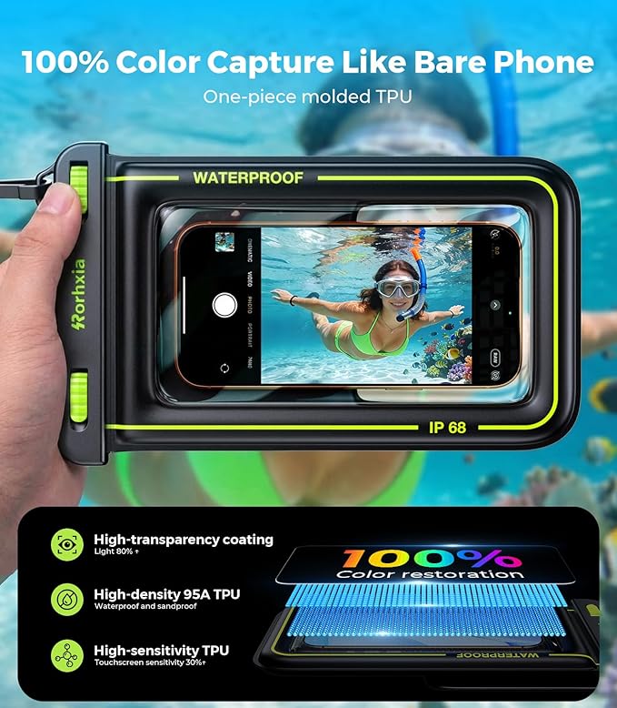 Rorhxia IP68 Waterproof Phone Pouch Double Space, Floating Waterproof Phone Case - Image 3