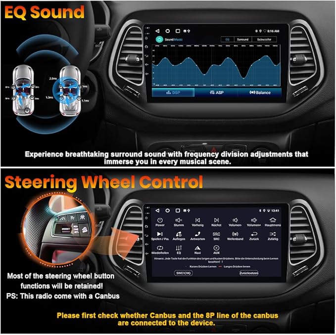AWESAFE Android 13 Car Stereo for Jeep Compass 2017 2018 2019 2020, GPS - Image 6