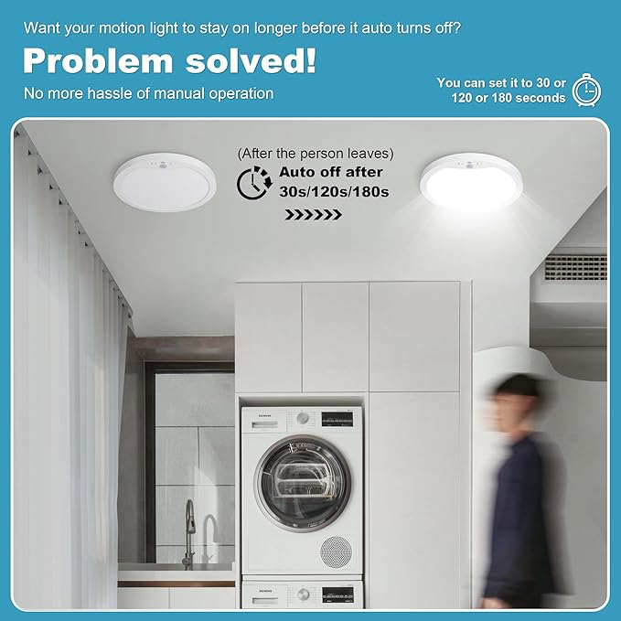 NEWKAZ 9Inch Motion Sensor Ceiling Light Hard-Wired, 20W Indoor Flush Mount LED - Image 4