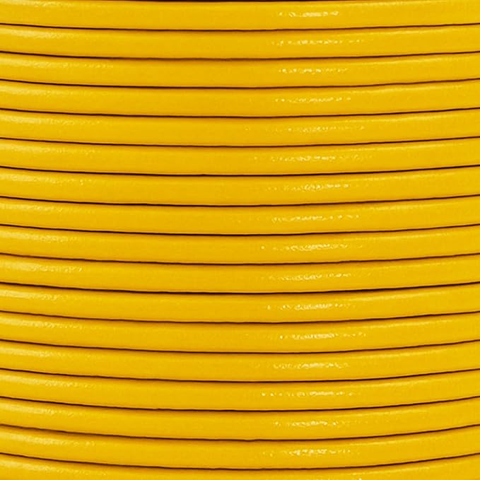 Mandala Crafts Round Genuine Mustard Yellow Leather Cord - Image 3
