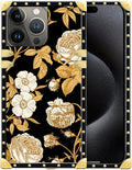 Compatible with iPhone 16 Pro Case, Blooming Rose Golden Flower Luxury Golden by Unknown