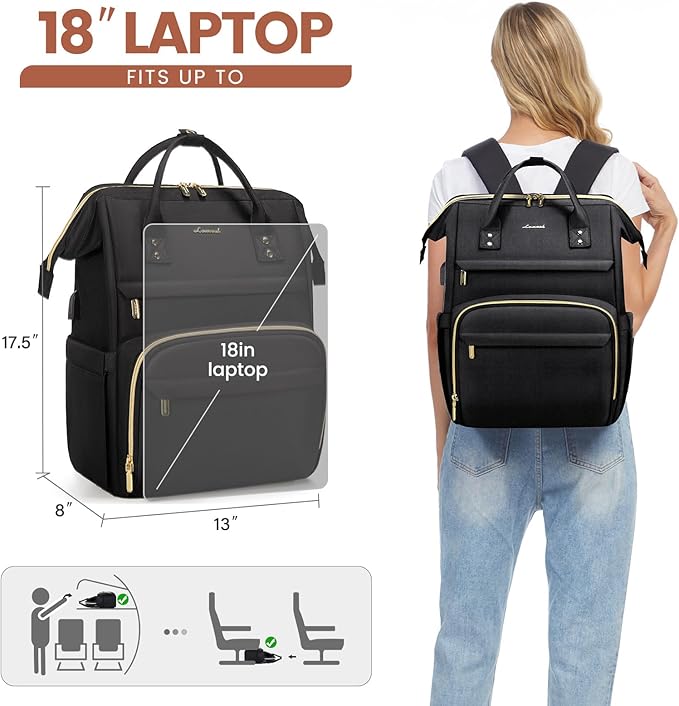 LOVEVOOK Laptop Backpack for Women, 18 Inch Professional Womens Travel Backpack - Image 5