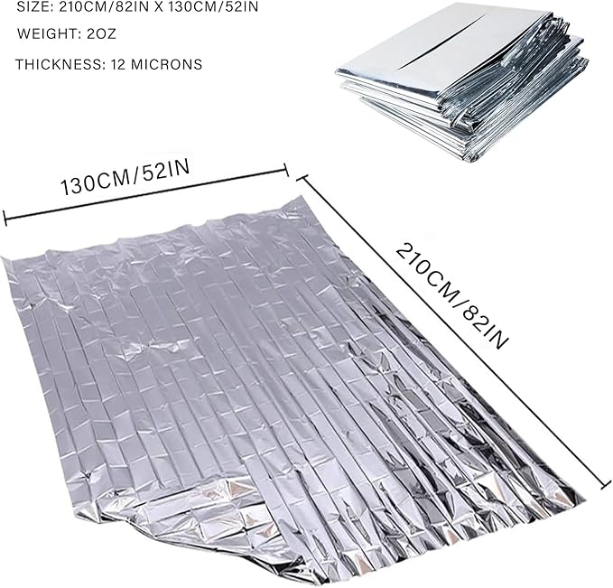 Emergency Foil Blanket, Survival Thermal Mylar Blankets Individually Packaged - Image 3