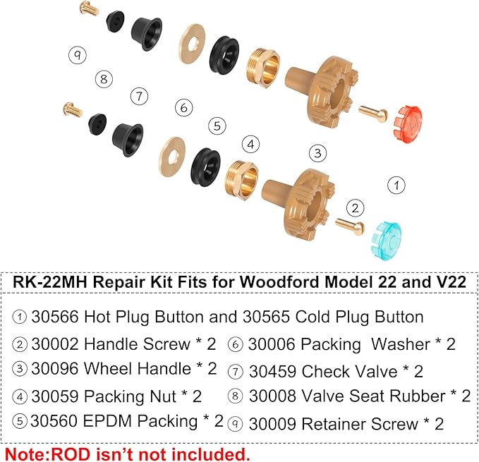 RK-22MH Repair Kit Metal Handle, Outside Faucet, Compatible - Image 5