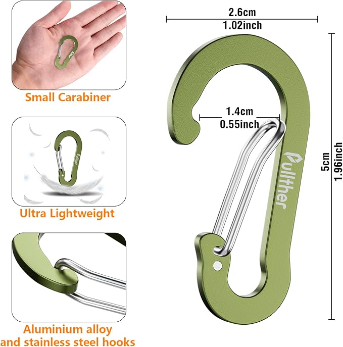 Aluminum Carabiner Clips- Set of 20, Carabiner Clip 2 inch - Image 2