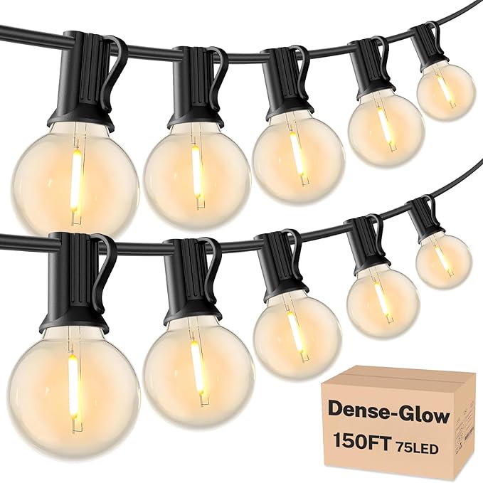 RTTY Outdoor String Lights 150 FT G40 LED Patio Light, 77 Plastic Edison Bulbs by RTTY