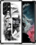 for Samsung Galaxy S23 Ultra Case, Lion Cross Jesus Christ Dove Pattern Graphic by FKBRCL4U