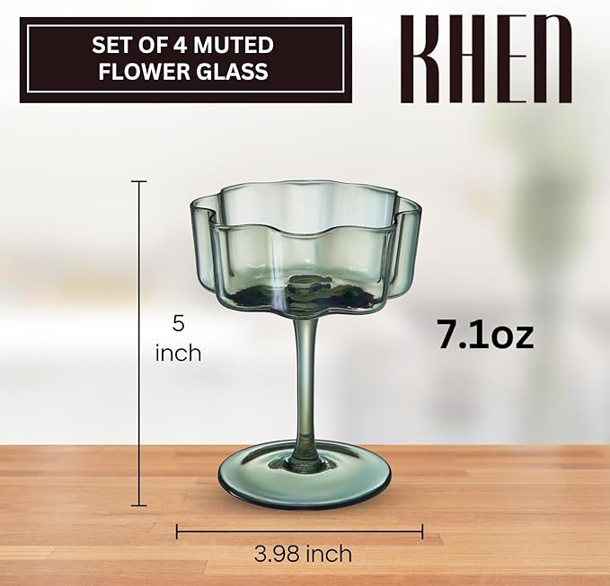 Khen Shatterproof Acrylic Flower Wavy Vintage Art Deco Martini, Champagne & - Image 2