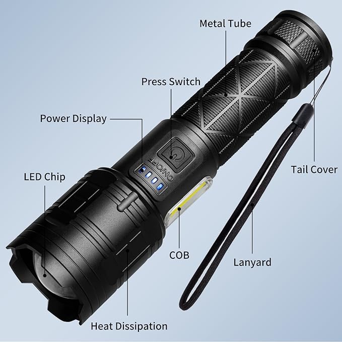 taoquwe Rechargeable LED Flashlights High Lumens, 000 Lumen Super Bright - Image 9