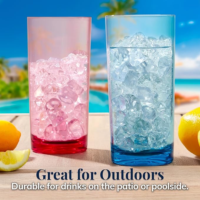 US Acrylic Classic Plastic Reusable Drinking Glasses 24oz Iced Tea Cups - Image 7