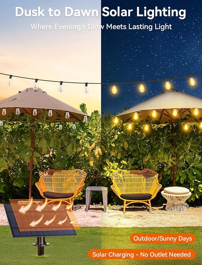 Brightever 100FT Solar String Lights Outdoor Waterproof - Image 6