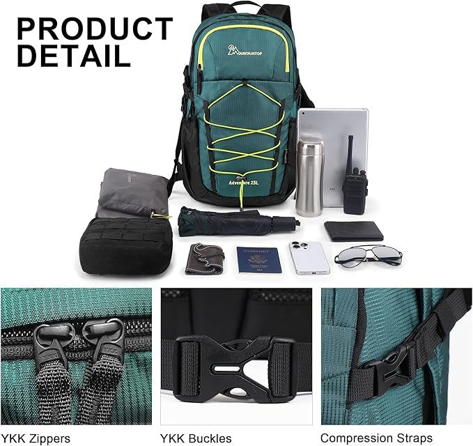 MOUNTAINTOP Hiking Backpack, 25L Camping Backpack, Men Women Hiking Daypack - Image 3