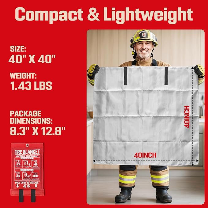 Emergency Fire Blanket 2 Pack 40"x40", Fire Suppression Blanket - Image 6