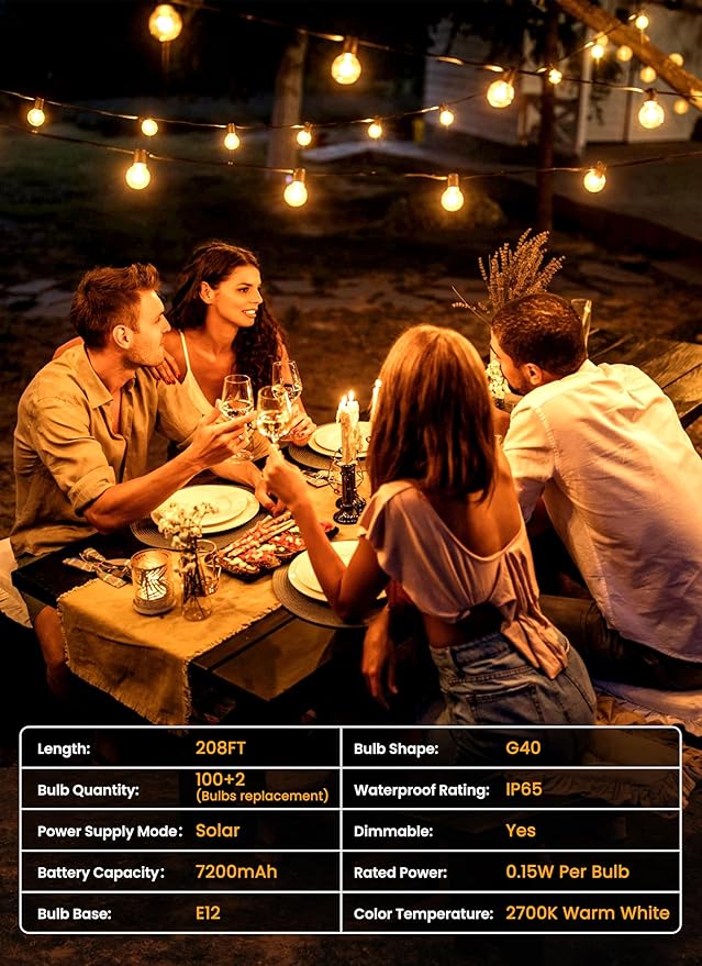 Brightown 208FT Solar String Lights Outdoor - Image 7