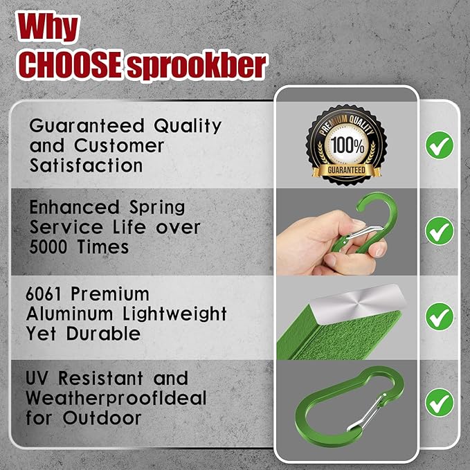 sprookber 2" Small Carabiner Clip, D Ring Caribeener, Spring Snap Hook - Image 6