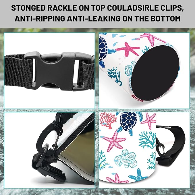 Waterproof Dry Bag, Roll Top Sea Turtle Coral Starfish Small Waterproof - Image 3
