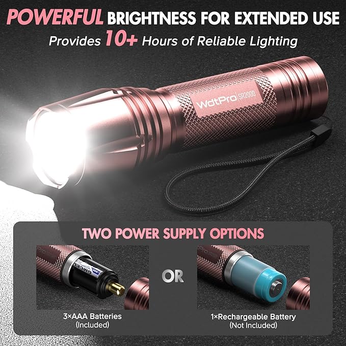 WdtPro LED Flashlight High Lumens SR2000 Pro, 2 Pack Brighter Tactical - Image 4
