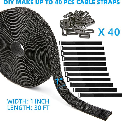 1" x 30ft Nylon Hook and Loop Cable Straps Roll - Image 2