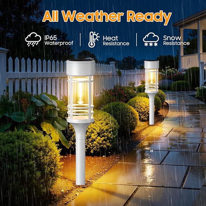 LETMY Solar Pathway Lights Outdoor, 4 Pack Solar Lights Outdoor Waterproof IP65 - Image 4