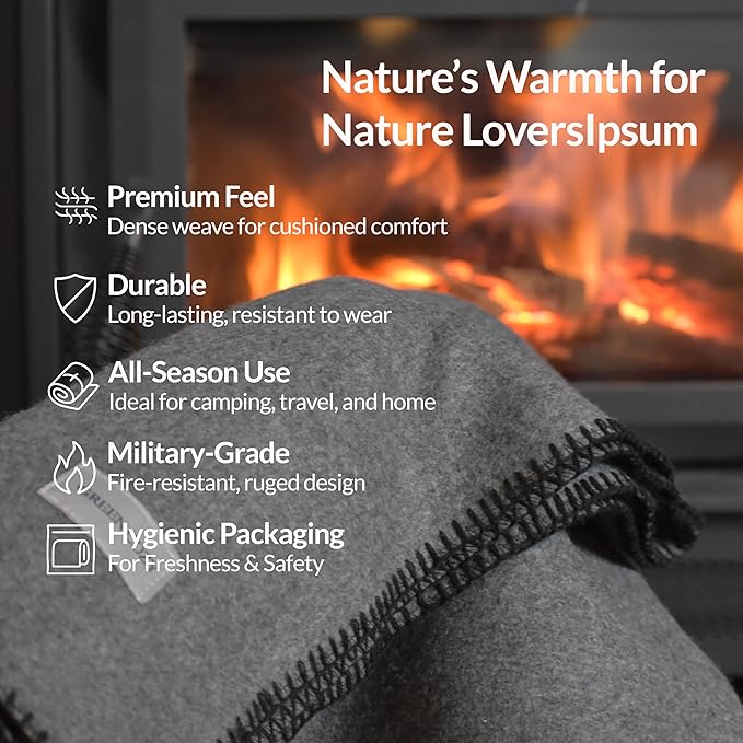 Military Style Wool Blanket – Cushioned, Breathable, Warm & Washable – - Image 7