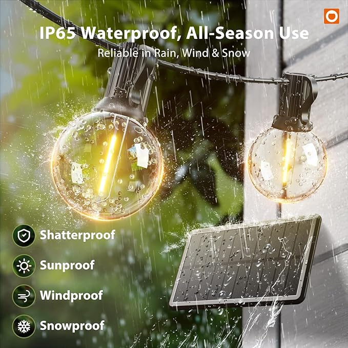 addlon 25FT Solar Powered Outdoor String Lights Waterproof - Image 3