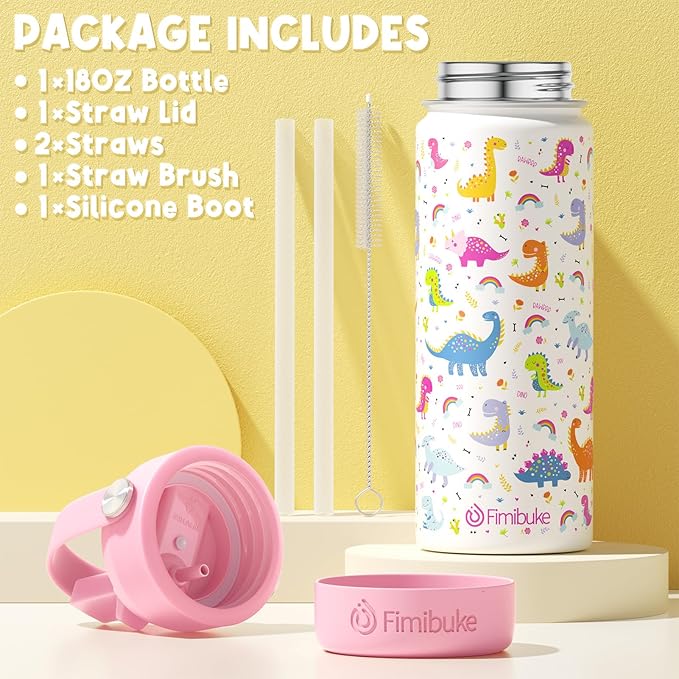 Fimibuke Kids Insulated Water Bottle, 18oz BPA FREE 18/8 Stainless Steel Kid Cup - Image 6