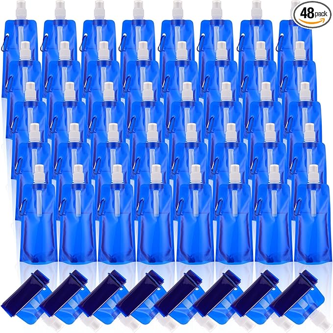 Teenyyou 48 Pack Collapsible Water Bottles Bulk 16oz Foldable Water Bottles by Teenyyou