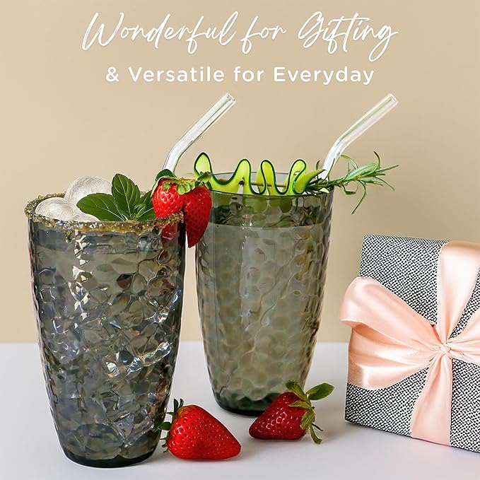Kate Aspen Smoke Grey Hammered Plastic Tumblers, Plastic Drinking Glasses Set - Image 5