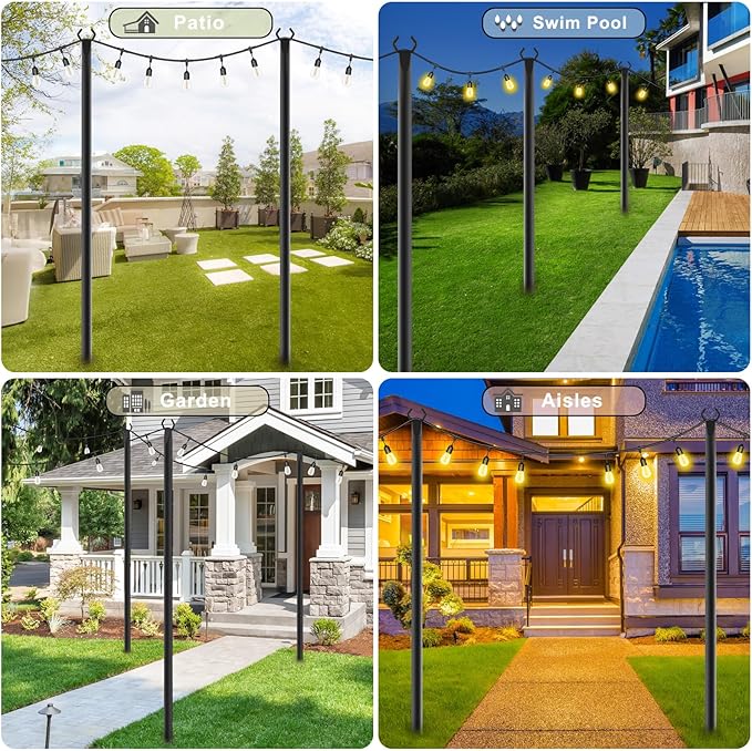 NUERPO String Light Poles, Metal Poles - Image 2