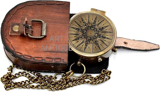 Vintage Brass Pocket Compass - Image 6