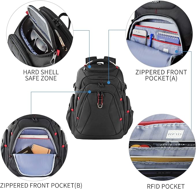 KROSER Travel Laptop Backpack 17.3 Inch XL Computer Backpack - Image 3