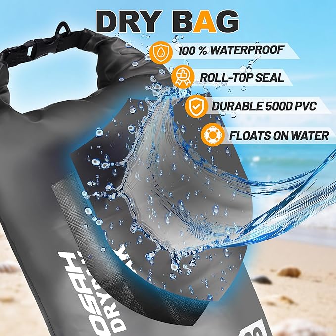 Waterproof Dry Bag, 5L/10L/20L/30L/40L Roll Top Lightweight Storage Backpack - Image 4