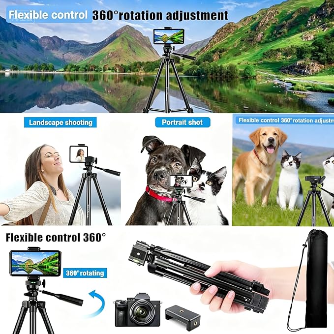 60" Aluminum Phone & Camera Tripod - Image 6
