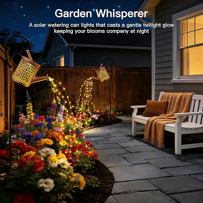 Ollny Solar Watering Can with Cascading Lights Outdoor Garden Decor, Birthday - Image 9