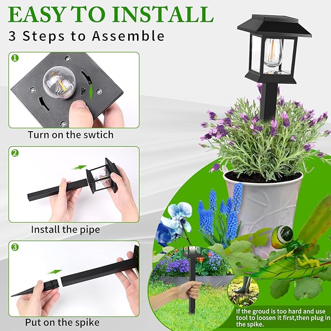 Greluna Solar Lights Outdoor, 6 Pack Waterproof Auto On/Off Solar Pathway Lights - Image 5