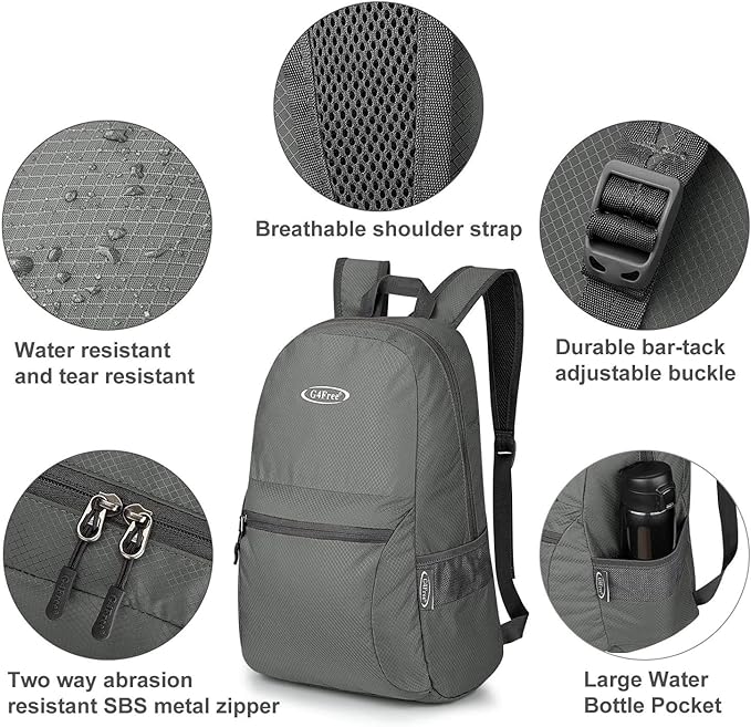 G4Free 20L Lightweight Packable Backpack Travel Hiking Daypack Foldable Backpack - Image 5
