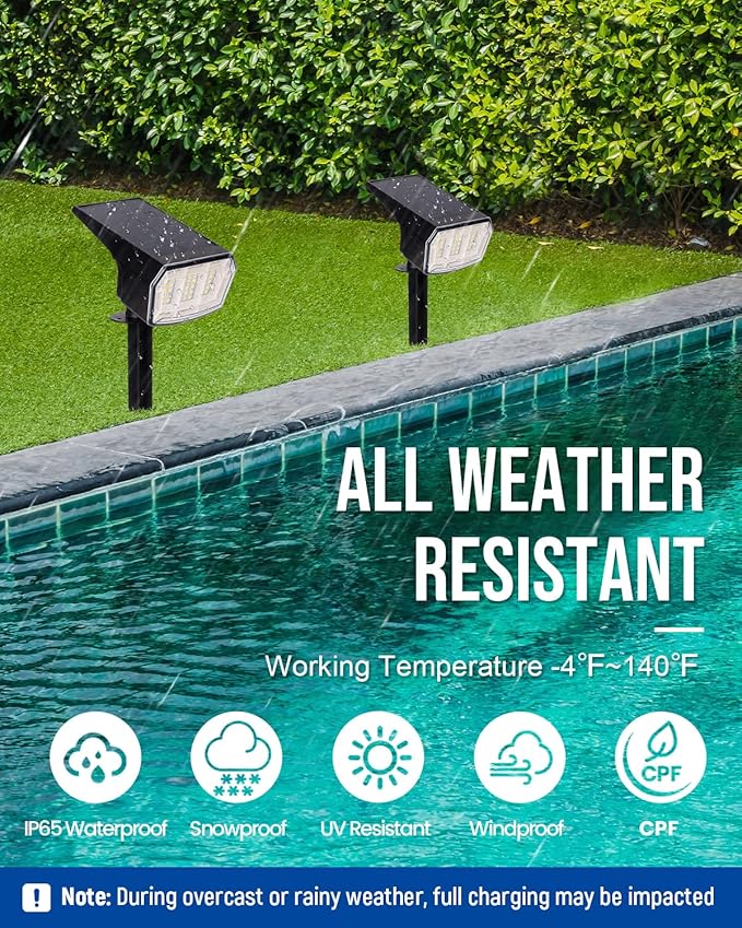 AUDERWIN Solar Spot Lights Outdoor 63 LED 3 Lighting, Waterproof IP65 Modes - Image 5
