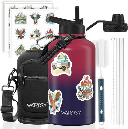 64oz Insulated Water Bottle, BPA Free&Leak Proof, Half Gallon Stainless Steel by Watersy