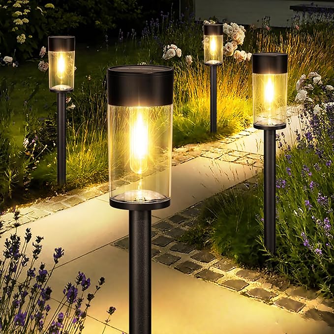 UME 2 Pack Solar Pathway Lights Outdoor, Bright Solar Garden Lights by UME