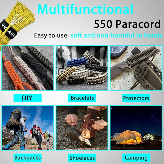 VVAAGG Reflective Paracord Rope 100FT, 7 Strand Nylon para Cord Lanyard Utility - Image 7