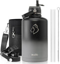 Insulated Water Bottle with Straw Lid, Modern Double Vacuum Stainless Steel by BUZIO