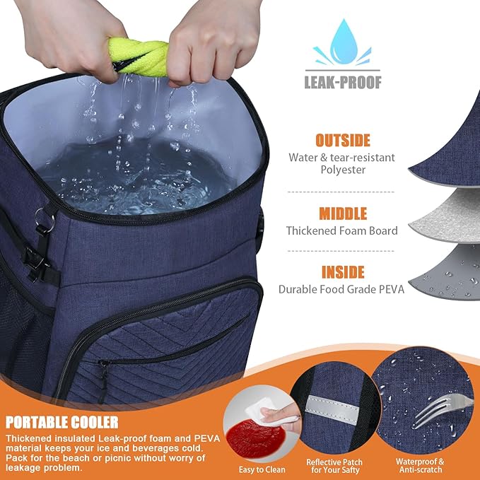 Cooler Backpack Insulated Leakproof Waterproof Backpack Cooler Bag 30/45 Cans - Image 3