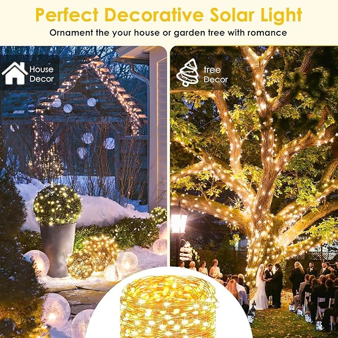 Extra-Long Solar String Lights for Outside, 4 Pack 400LED Solar Fairy Lights - Image 2
