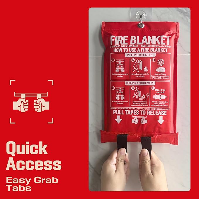 Emergency Fire Blanket 4 Pack 40"x40", Essential Fire Safety Blanket - Image 4